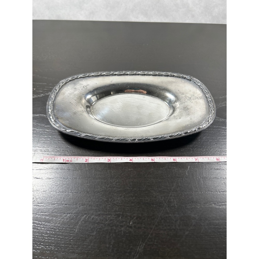 Vintage Birks Silver Plated Oval Trinket Tray Gadroon Border Small Dish 8in - Picture 5 of 5